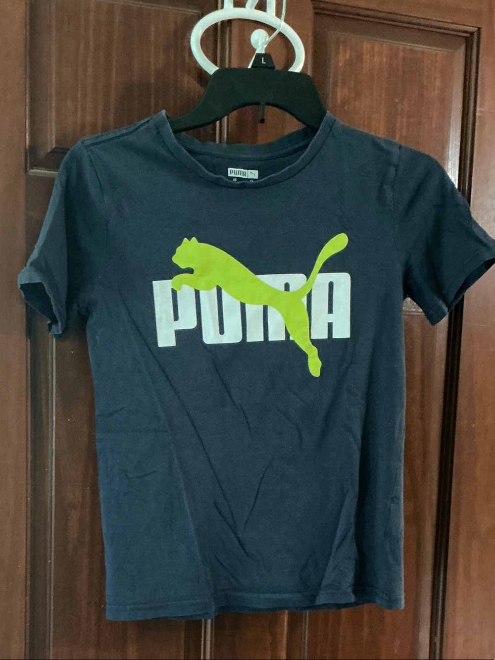 Puma Navy Tee with Bright Green Logo